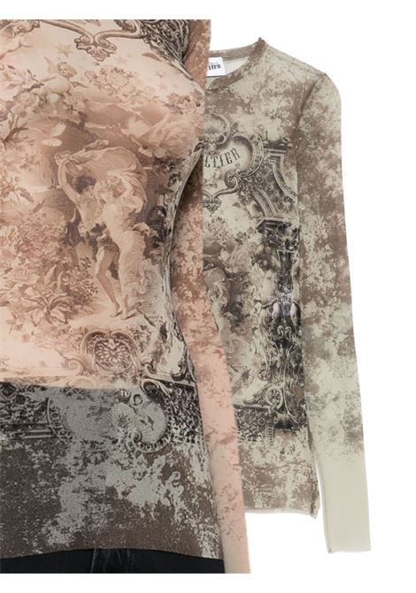 top long sleeves mesh printed médaillon donna multicolor JEAN PAUL GAULTIER | 25/03-W-TO305-M006P6965